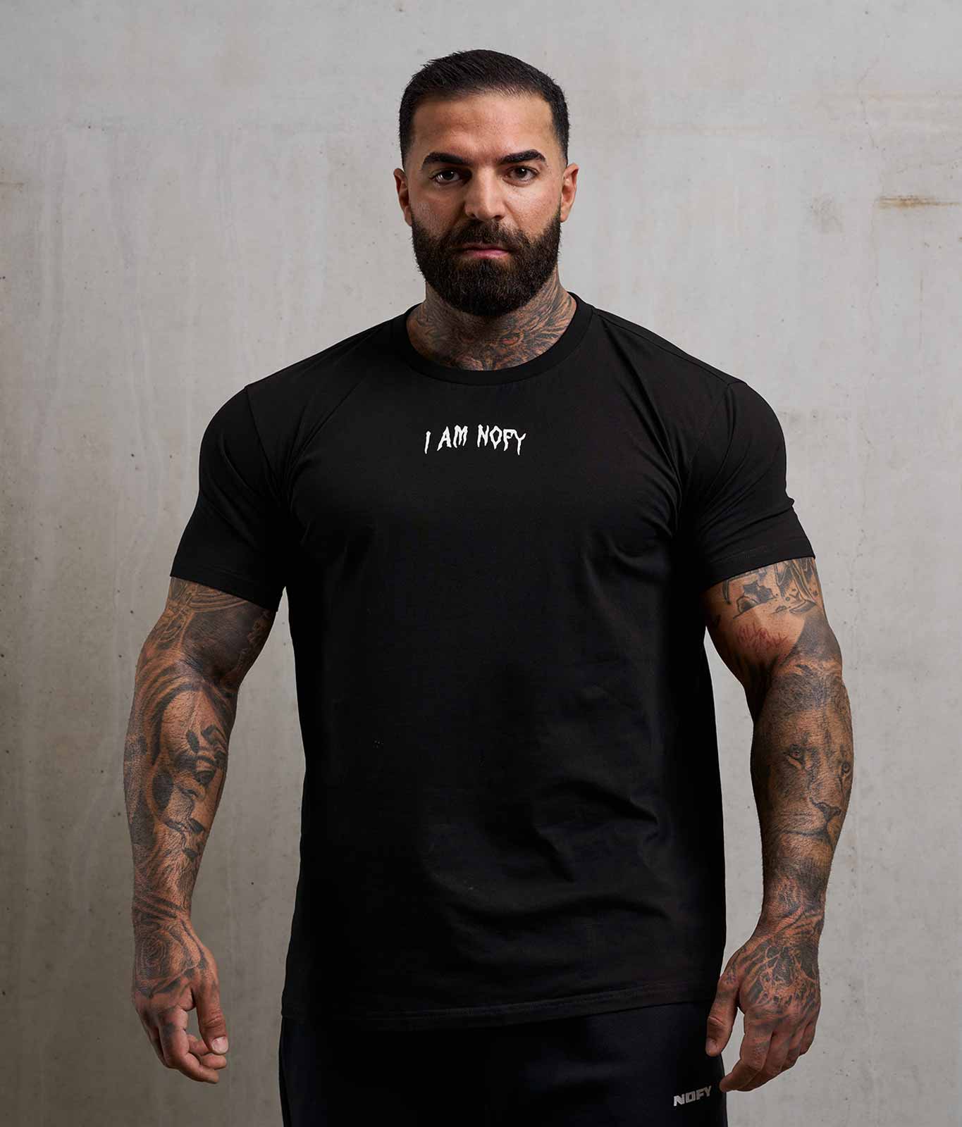 NOFY T-Shirt Herren Schwarz I Am NOFY Core, Frontansicht sportliche Passform