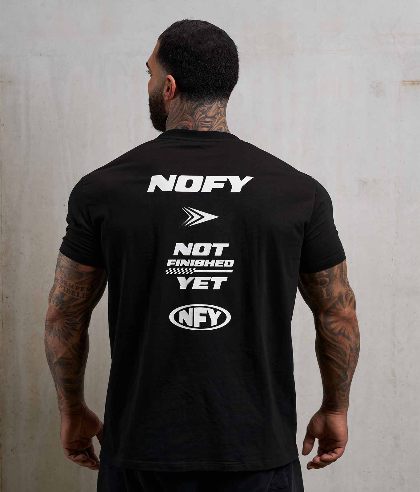 NOFY T-Shirt Herren Schwarz Logo World mit NOFY Logo Backprint, Rückenansicht