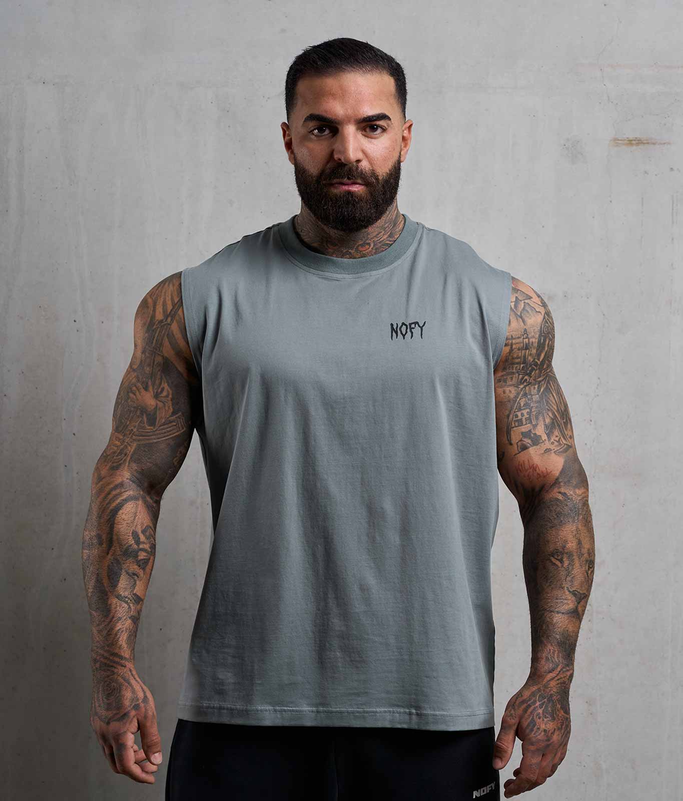 NOFY Tank Top Herren Dunkelgrau, I AM NOFY Frontprint