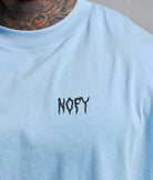 Nahaufnahme NOFY Logo Print auf Longsleeve Herren Blau After Dark