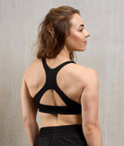NOFY Sports Bra Damen Schwarz Steady, Rückenansicht Racerback-Design