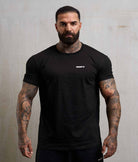 NOFY T-Shirt Herren Schwarz Logo World, Frontansicht sportliche Passform