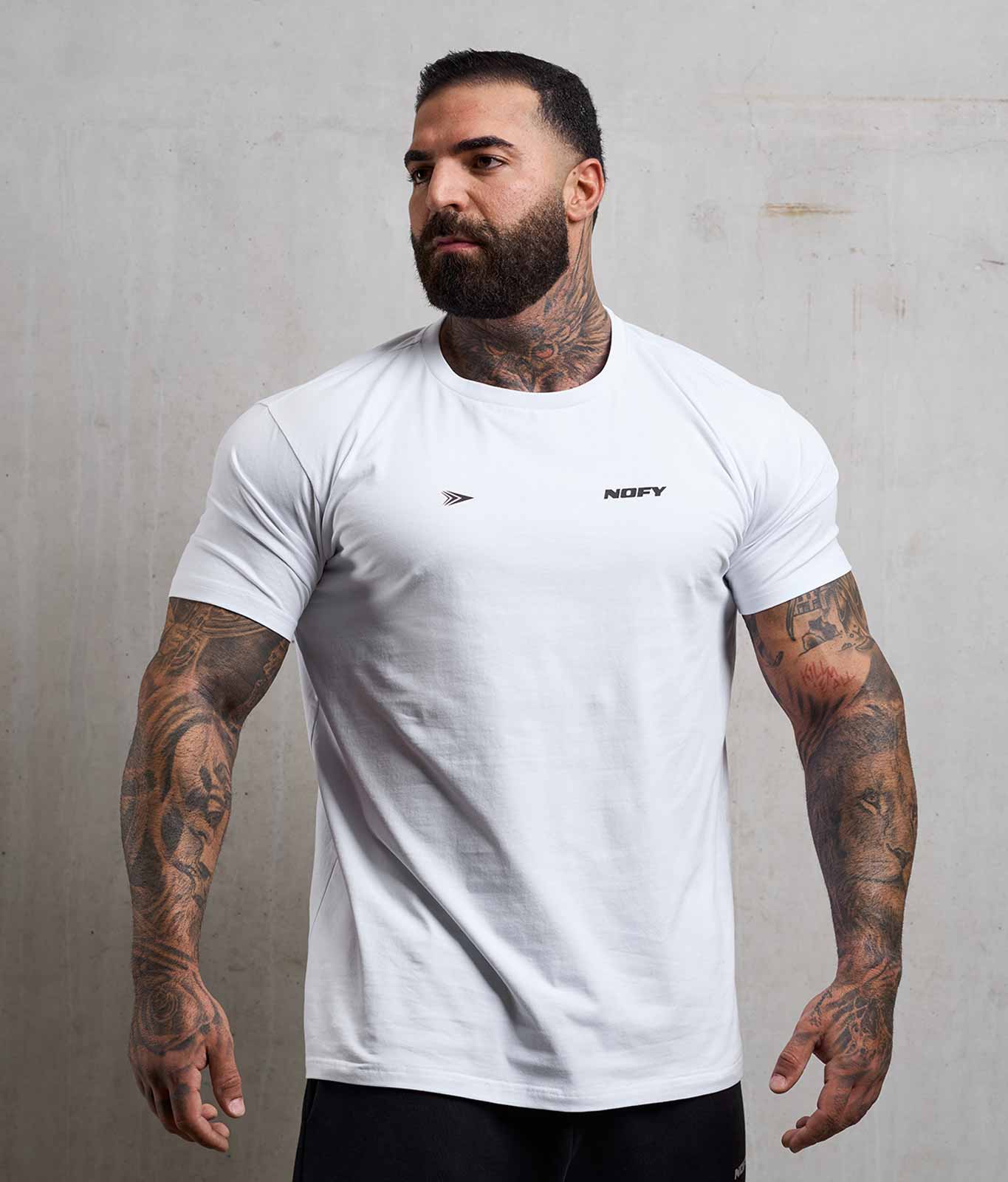 NOFY T-Shirt Herren Weiß Arrows, Frontansicht Regular Fit