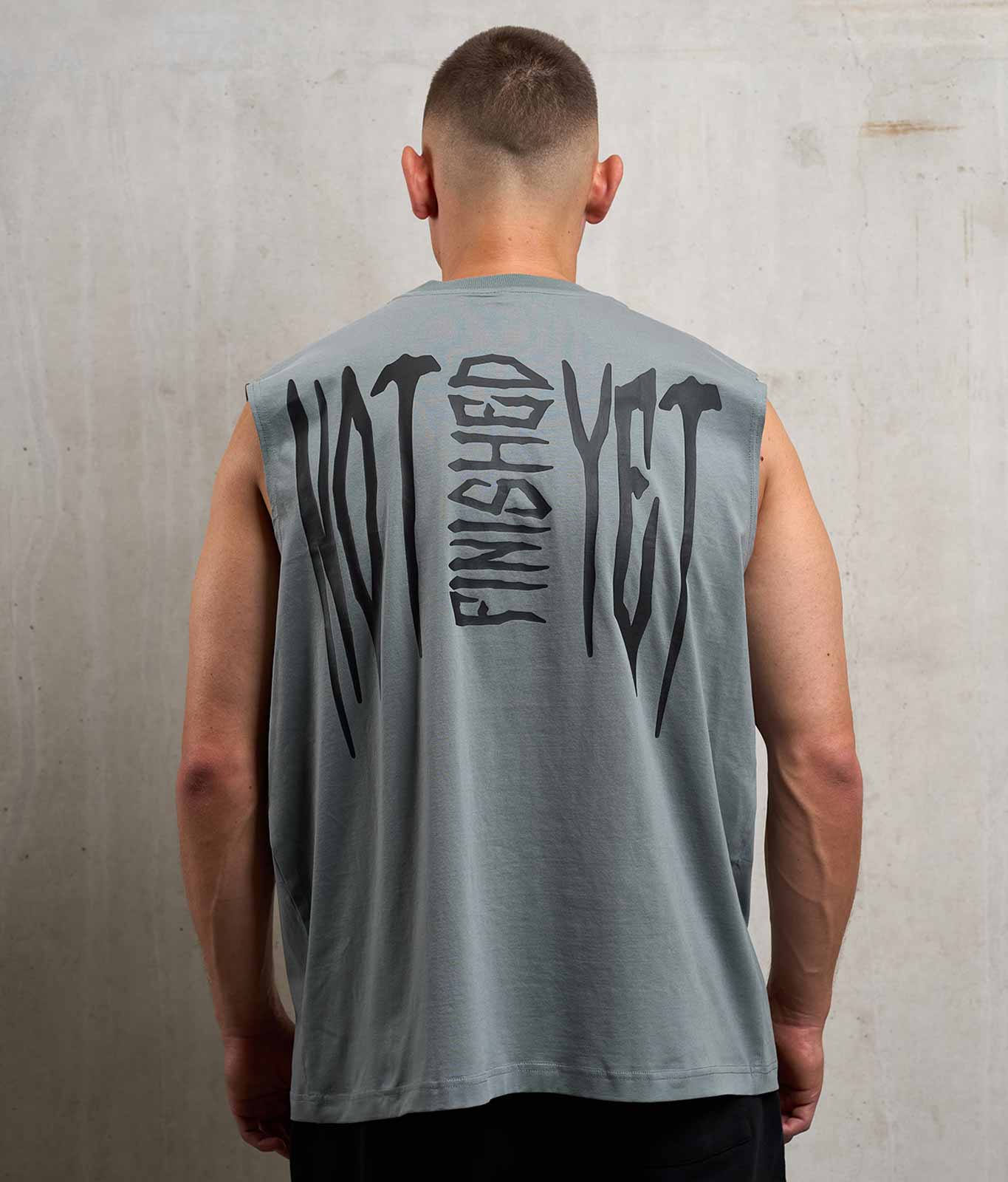 NOFY Tank Top Herren Dunkelgrau, NOT FINISHED YET Backprint