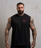 NOFY Oversize Tank Top Herren Schwarz Unfinished, Frontansicht mit Logo