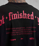 NOFY Tank Top Schwarz Unfinished, Detailansicht Not Finished Yet Manifest Text